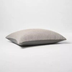 CASALUNA Reversible Chambray Cotton Standard Pillow Sham In Gray